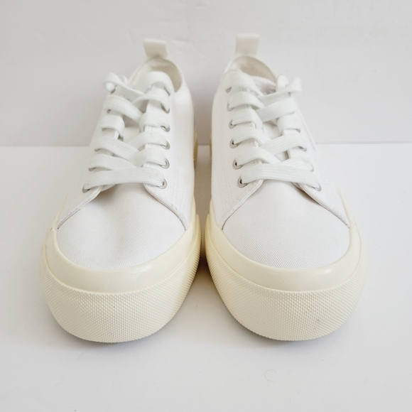 NEW Sam Edelman Sonia White Platform Canvas Sneakers Size 7.5 - Picture 3 of 7